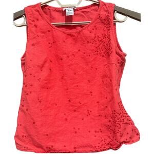 Vintage Fancy Lady Women Shirt Junior Size 9 Coral Sleeveless Casual Linen Blend